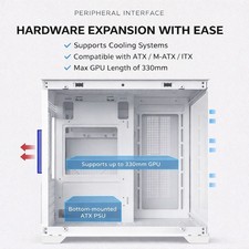 Computer PC Case ATX M-ATX ITX Small Tower Tempered Glass High Airflow White 4