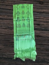 Green Color Traditional Tibetan Khata, Bon Voyage Shawl, Meditation Yoga Shawl