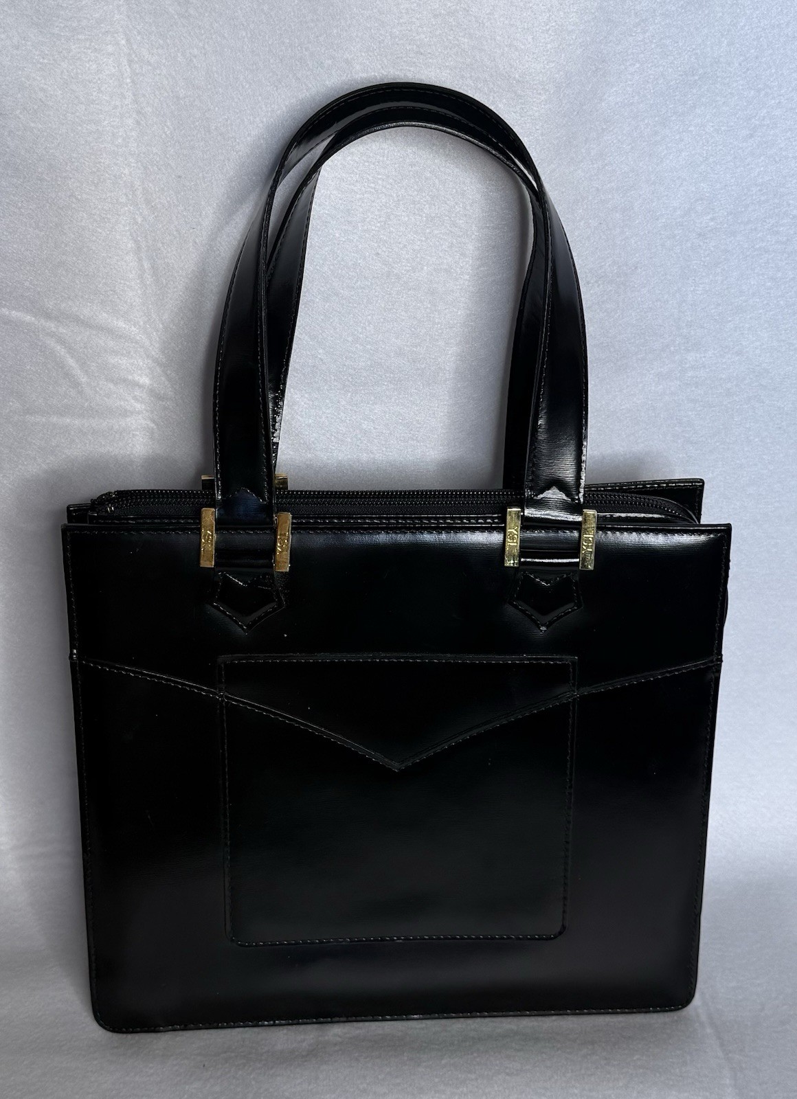 Borsa Yves Saint Laurent in vera pelle media tote bag logo in rilievo