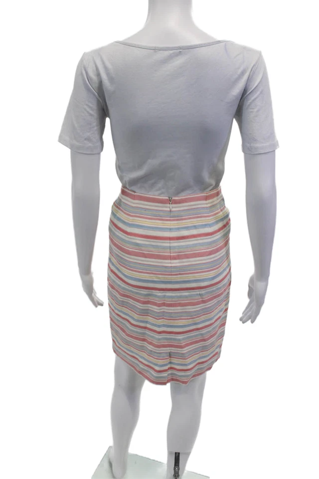Falda lápiz O Oscar De La Renta para mujer a rayas bloques de color espalda con cremallera talla 4 Foto 3 de 4