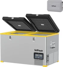 68QT Electric Cooler with PG216 Mobile Power Dual Zone Portable Refrigerator DC