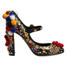 DOLCE & GABBANA Shoes Black Gold Embellished MARY JANES Pumps EU39/US8.5 2930usd