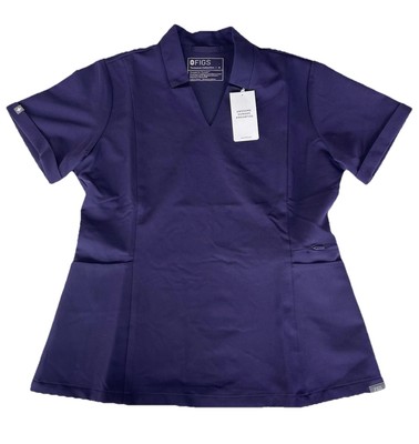 FIGS Women's Purple Jam Inala Slim Scrub Top Self Collar Medium New W22SW1036