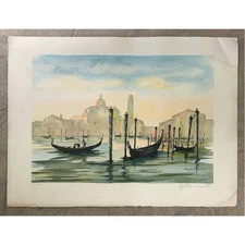 Jean-Pierre LAURENT, Signed, Limited Edition, Lithograph, Art Print, Venice