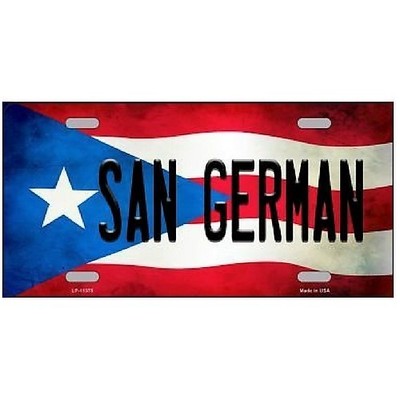 San German Puerto Rico Flag Background Novelty License Plate 6 X