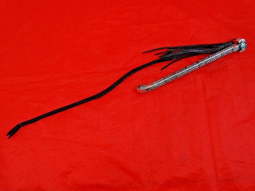 FINE ANTIQUE SILVER / TURQUOISE HORSE WHIP KAZAKHSTAN Kazakh Bukhara Turkestan - Picture 3 of 12