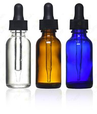 12 pcs 1 oz 30 ml CLEAR Boston Round Glass Dropper