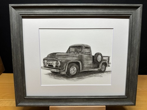 Zeichnung eines 1954 Ford LKW Graphit Bleistift Kunst Skizze Bild Druck - Bild 16 von 18