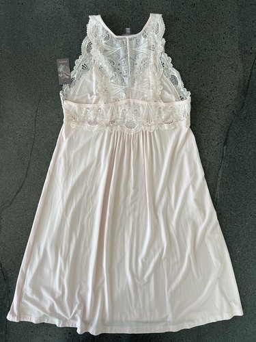 Fleur't pink Belle Lace dress back knit chemise XL night gown NEW T-back - Picture 9 of 11