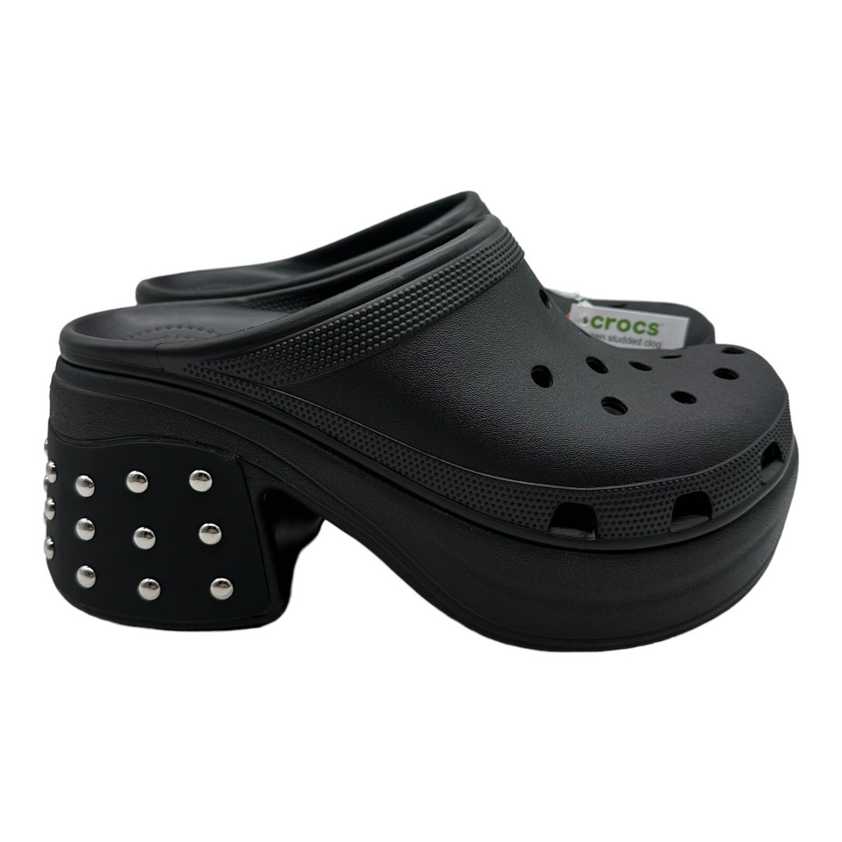 ★CROCS★ Siren Clog Black 208547001 208547-001 NWT Crocs Siren Studded Clog Heel Black Men's 12 Women's 14