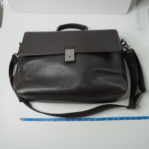 Messenger Bag Dark Brown Calvin Klein Business Genuine Soft Leather Briefcase - Picture 3 of 11
