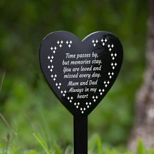 Graveside Memorial Marker Plaque For Mum And Dad Acrylic Grave Heart Decoration