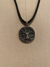 Silver tone Tree of Life Pendant Necklace Jewelry Gaelsong cord neckalce 