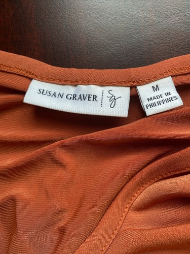 Susan Graver 2 Pezzi Giacca/Maglietta Arancione Bruciato M - Foto 4 di 5