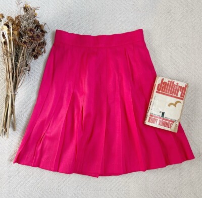 NWT 90s Compagnie Express Hot Pink Pleated Mini Skirt