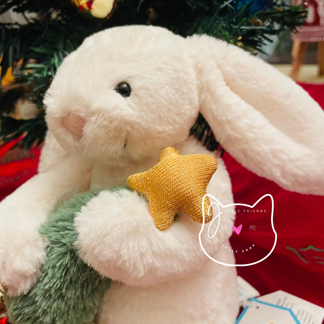 ぬいぐるみ  bunny with christmas tree AUTHENTIC Jellycat BASHFUL BUNNY with CHRISTMAS TREE New NWT