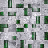 Naturstein Glasmosaik Grau Mit GrüN GläNzend Wand Boden KüChe Bad Dusche - Mo ..