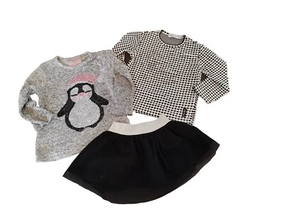 Geschenk-Set für Mädchen Größe 86 elegant, 1-2 Jahre alt, 1 Rock+2 Langarmshirt - Bild 1 von 4