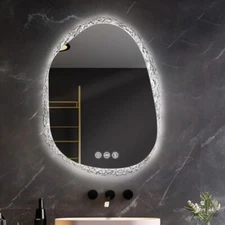 LUVODI Dual Layers LED Bathroom Mirror Irregular Makeup Mirror Crystal Frame US