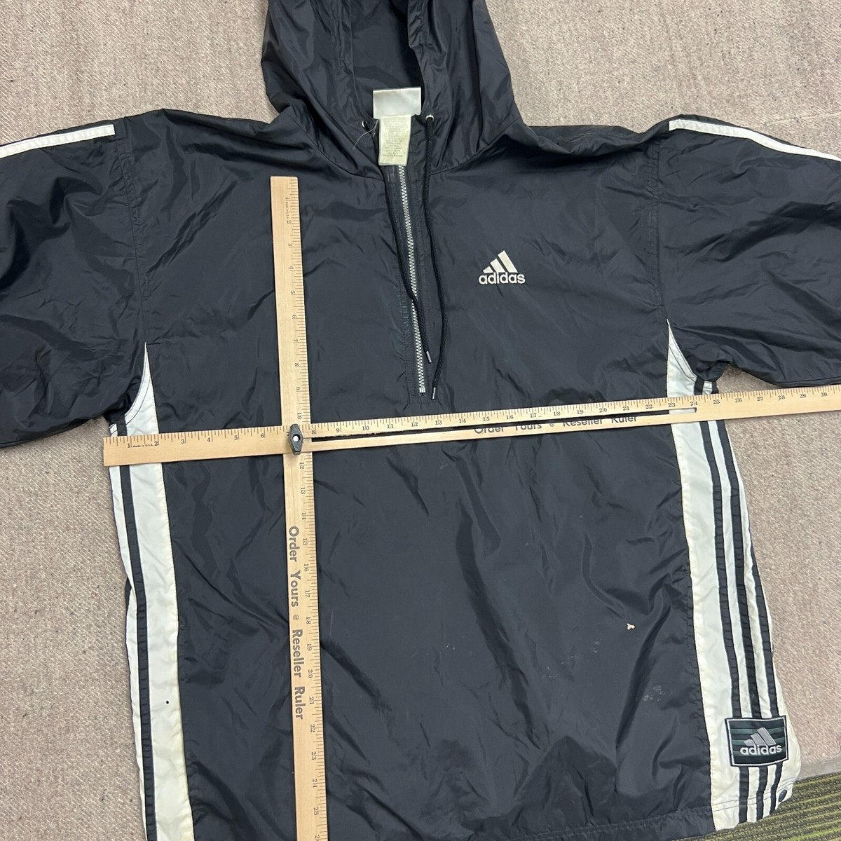 ウェア 90s adidas Pullover Nylon Jacket - Black adidas 90-00's Nylon Zip Up Hoodie Jacket Black Thin AHN001