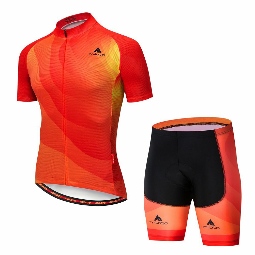 Miloto Men's Cycling Short Set Reflective Biking Jersey and Padded