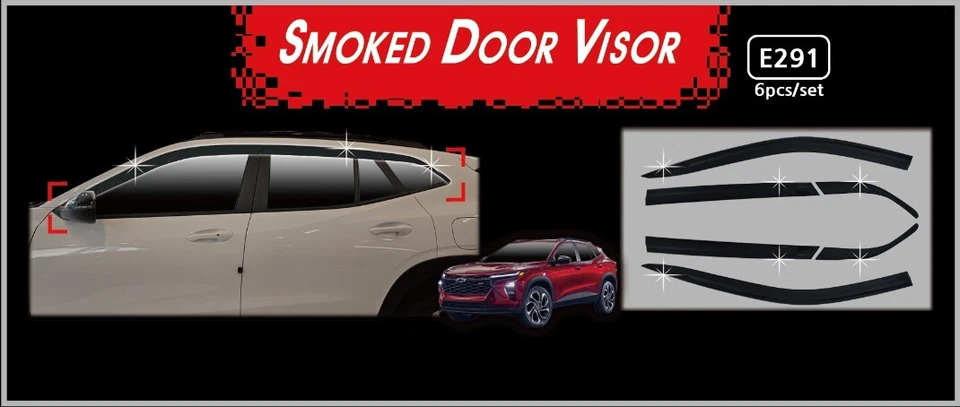 Visera de ventana negra ahumada E291 protector de ventilación para sol lluvia 6P para Chevrolet TRAX 2024 ~ 2026 Foto 2 de 4