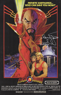 #ad #ad Sam J. Jones Signed Flash Gordon 11x17 Movie Poster w Flash SCHWARTZ COA $102.86