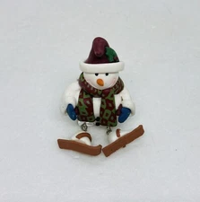 Vintage Skiing Snowman Figurine Light Up Mantle Tabletop Edge Art Decor 22