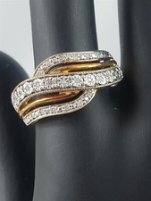 Vintage Sterling Silver Vermeil Gold Color 1mm Sparkling Gemstone Ring Size 6.75