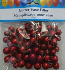 Glitter Vase Filler 110 GLITTER Styrofoam Balls Crafts Table Scatter ~ Red