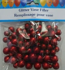Glitter Vase Filler 110 GLITTER Styrofoam Balls Crafts Table Scatter ~ Red