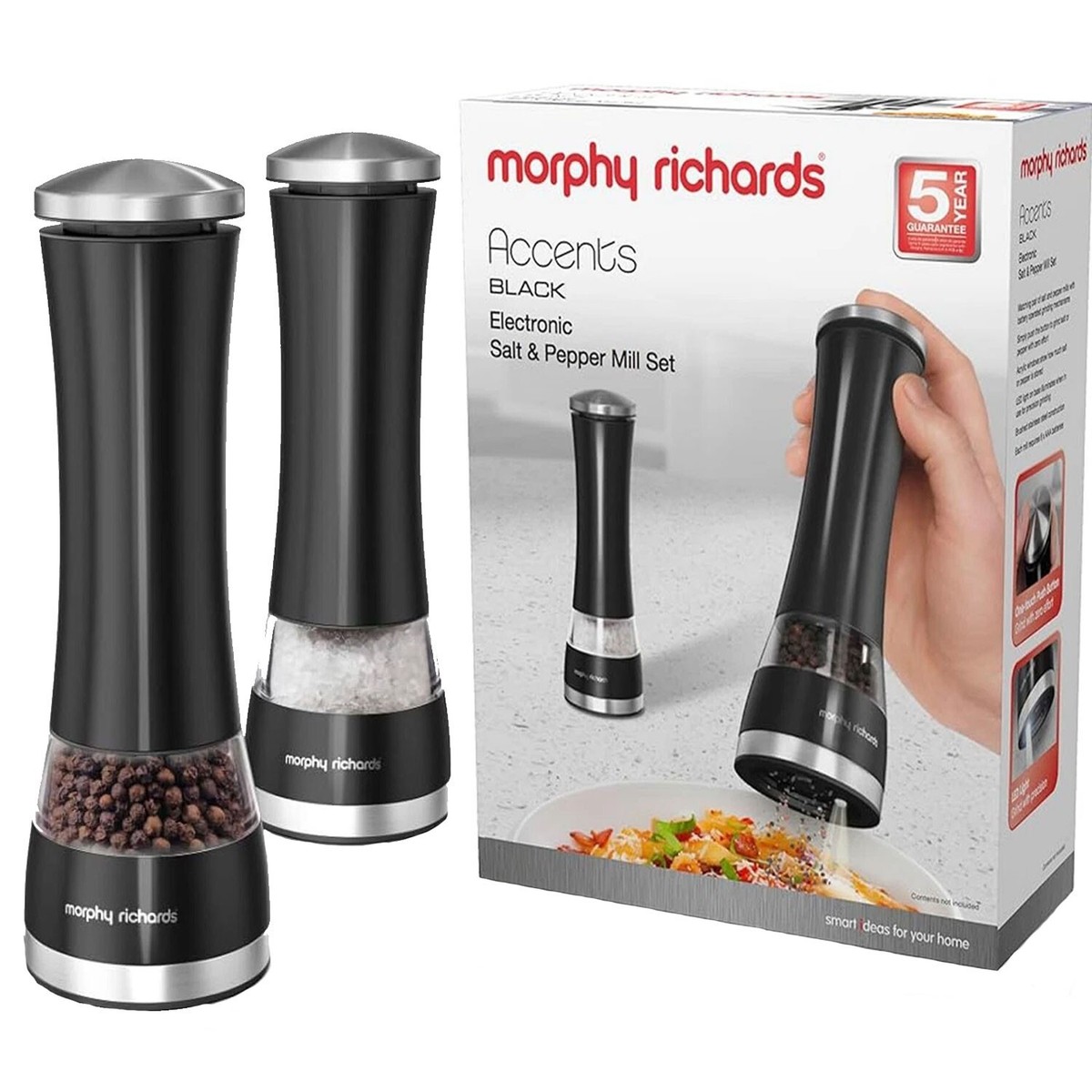 Electric Salt and Pepper Grinder Set – 2PCS Stainless Steel Mill