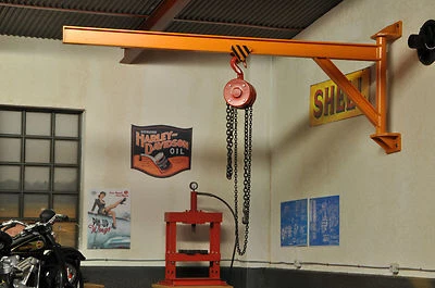 Wand Kran Kettenzug Metall Werkstatt Garage Diorama Deko Zubehör 1/18 1/24 LGB