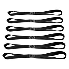 6 Pack 1" x 18" Soft Loop Tie Down Strap For Motorcycle Dirt-Bike ATV UTV BLACK