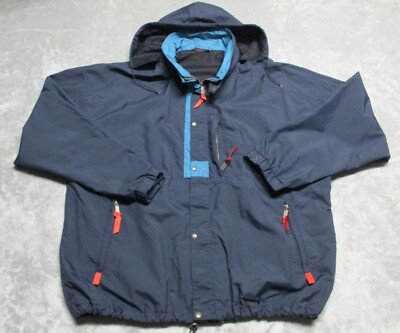 Eider Eclair Windbreaker Jacket Mens XXL Blue Red Coat Pullover Hooded Anorak