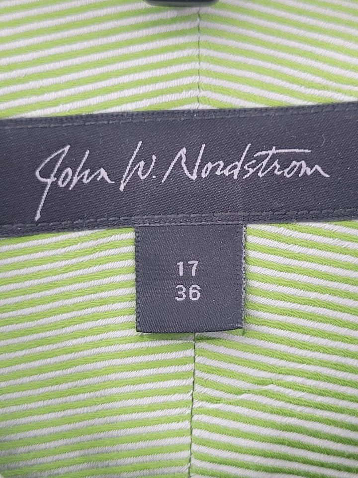 Camisa de vestir Nordstrom para hombre 17/36 rayas verdes manga larga abotonada preppy Foto 4 de 4