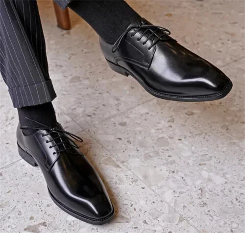 Men's Leather Lined Dress Shoes Formal Business Shoes Classic Lace-up Oxfords US - Picture 16 of 26