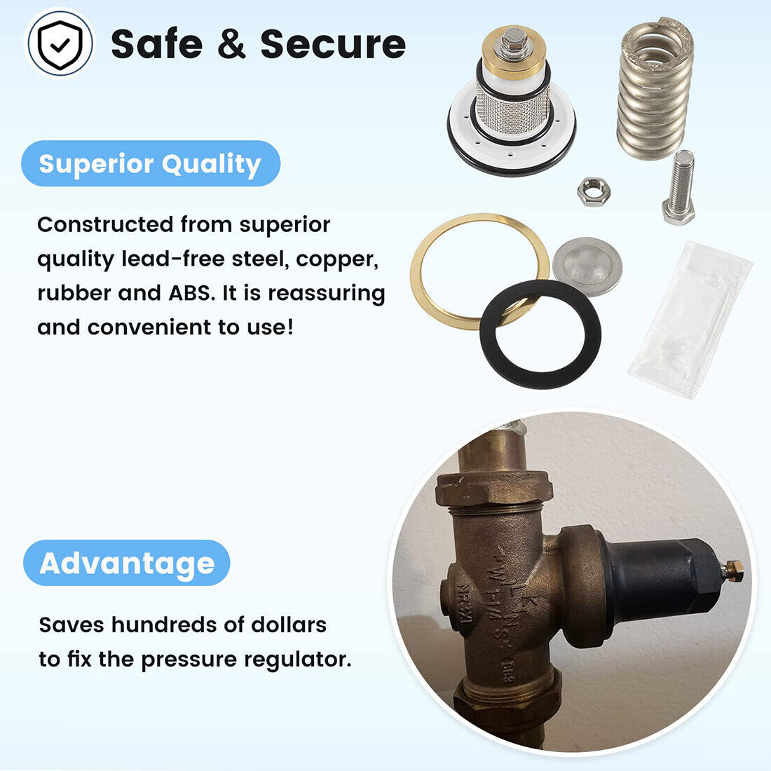 For Zurn Wilkins RK114-NR3XL Pressure Reducing Valve Repair Kit 1