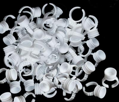 100 Pcs Disposable Plastic Glue Rings Nail Art Tattoo Glue Holder Beauty Tools