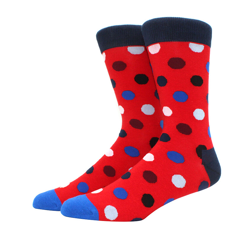 NEW Mens Cotton Socks Colorful Argyle Diamond Stripes Dots Dress Socks
