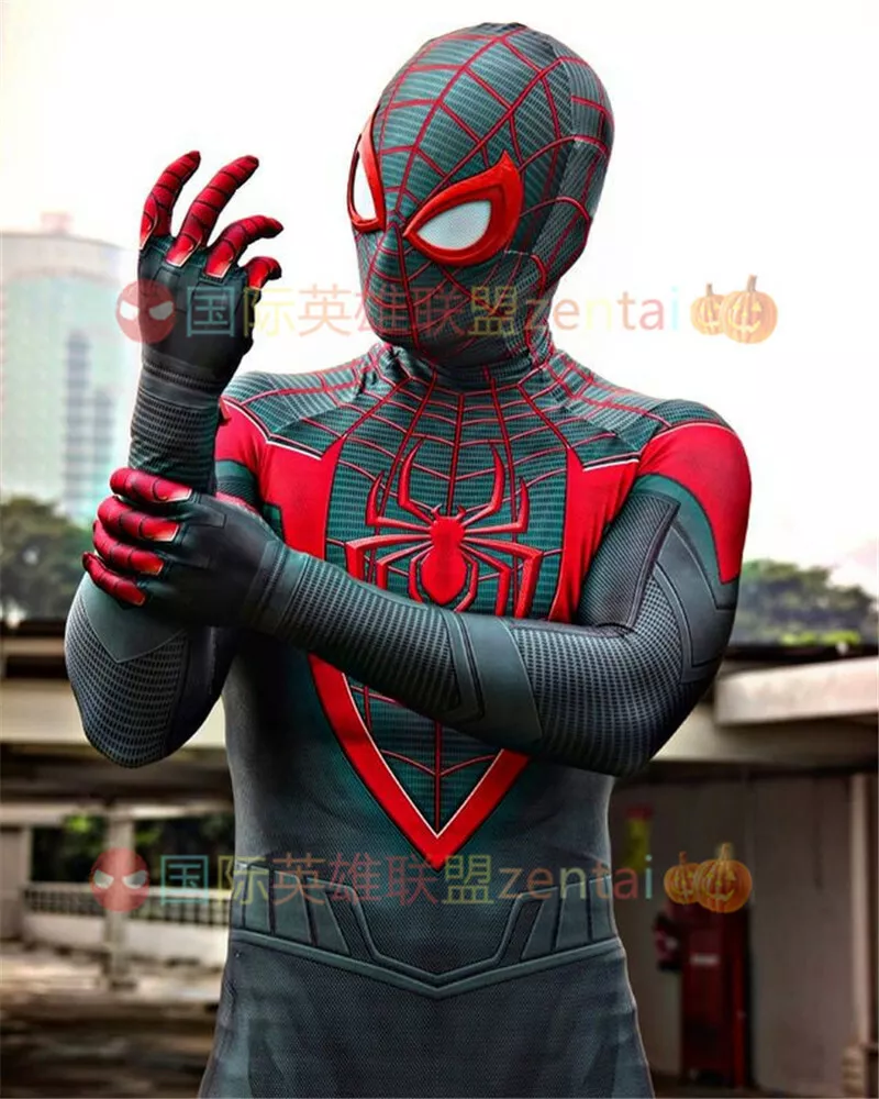 Costume cosplay Spider-Man Miles Morales Spiderman adulte enfants Halloween