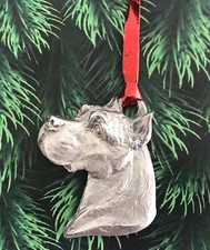 Pewter Silver Pit Bull  Terrier Dog Puppy Paw Christmas Tree Ornament Gift E