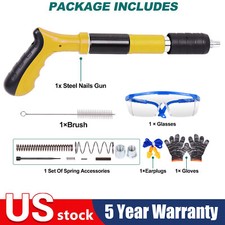 Yellow Portable Concrete Nailer Nail Gun Cordless Wall Fastening Tool W/O Nails