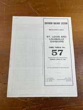 Southern Railway St. Louis & Louisville Divisions Timetable No. 57 April 16 1939