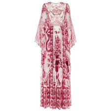 Dolce & Gabbana 'Majolica' Fuchsia Silk Chiffon Maxi Dress Size 42
