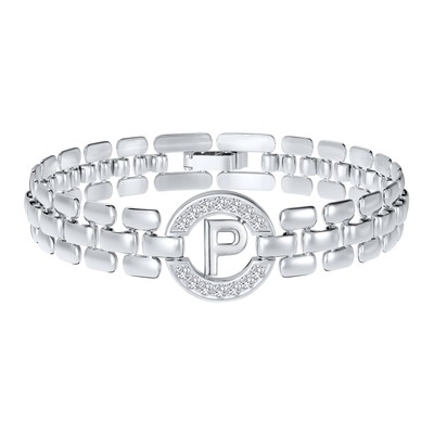 Initial Bracelet,Silver Letter Bracelets for Women, Thick Bangle Wrist Gold Alph