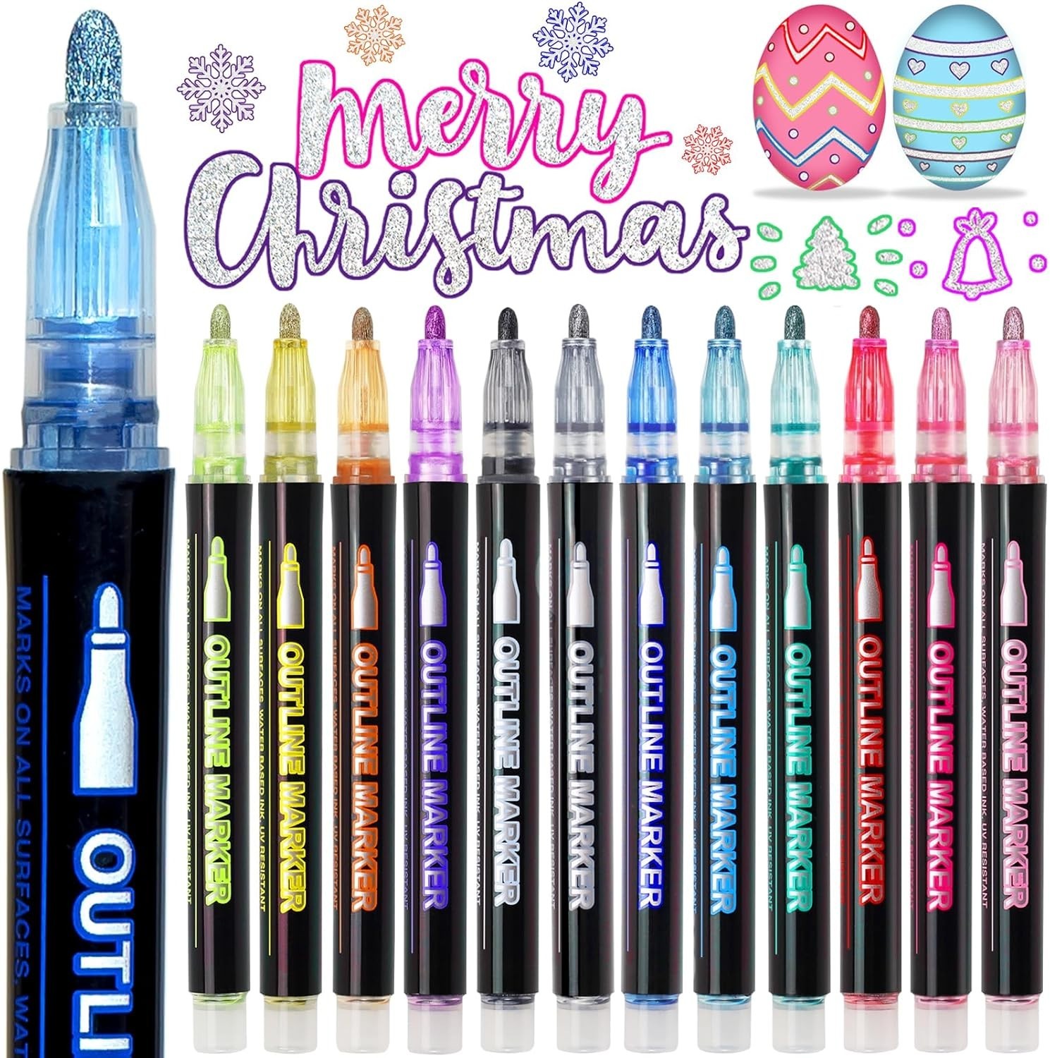 Outline Pens Metallic,12 Cute Art Supplies Kids 6-8 9-12 10-12 Y