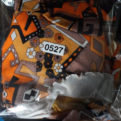 Vintage 60s 70s Mod Geometric Floral Mini Dress Orange Yellow Ruffle Collar M, $69 - Photo 9