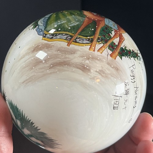 Peggy Abrams Weihnachtsmann Ornament Rückseite bemalt signiert nummeriert Hirsch Kardinal - Bild 7 von 8