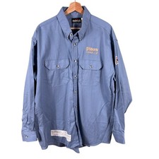 Bulwark Button Down Protective Apparel Men Size XL Blue Flame Resistant Shirt 